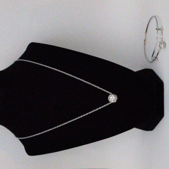 Swarovski Crystal Single Ball Necklace and Bangle Bracelet NWOT - Picture 2 of 7